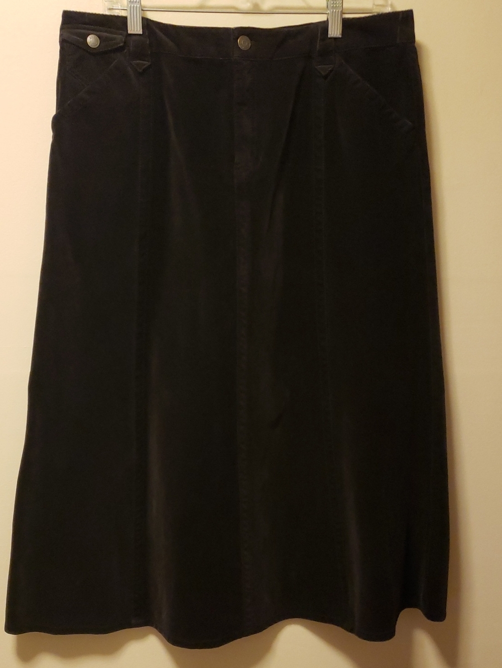Eddie Bauer Vintage Black Maxi A-Line Corduroy Skirt